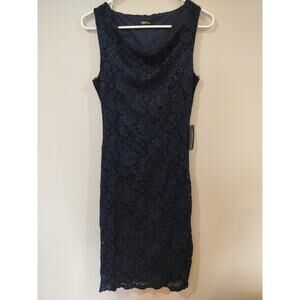 Onyx Nite Navy Lace Cocktail Dress Size 4 Sleeveless Formal Evening NWT